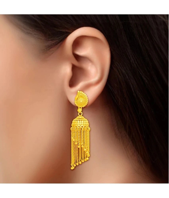 LUV FASHION Golden Drop Earrings ( Pack of 1 ) - Golden