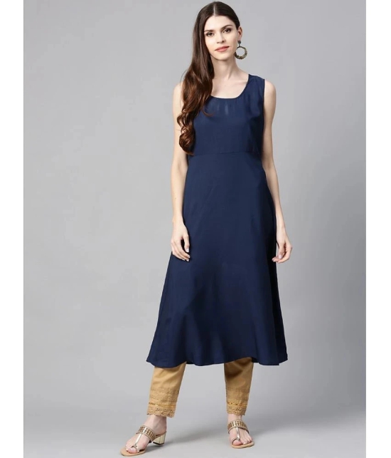 Juniper Chanderi Solid Anarkali Womens Kurti - Indigo ( Pack of 1 ) - None