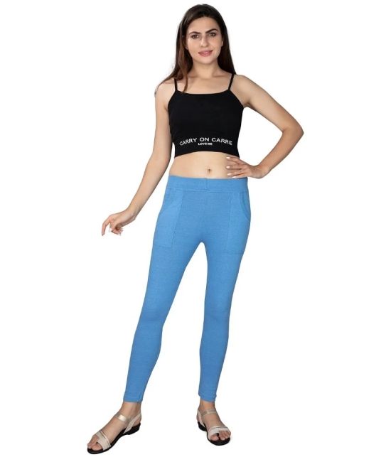 KARARO JEGGINGS - Cotton Blend Skinny Fit Light Blue Womens Jeggings ( Pack of 3 ) - None