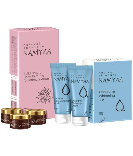 Namyaa Underarm Care Kit- Combo Pack of Underarm Lightening Kit 100g & Intimate Solid Perfumes 45g | Lightens skin tone, controls odour