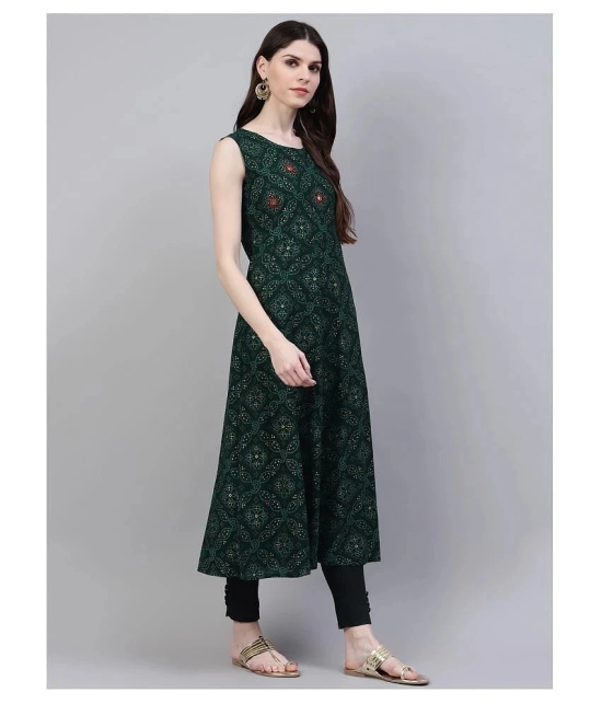 Stylum - Green Rayon Womens A-line Kurti - L