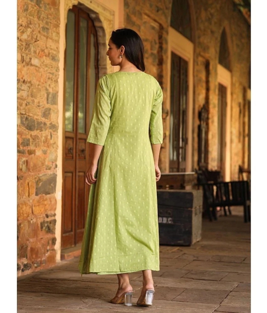 AMIRAS INDIAN ETHNICWEAR 100% Cotton Embroidered Asymmetrical Womens Kurti - Green ( Pack of 1 ) - None