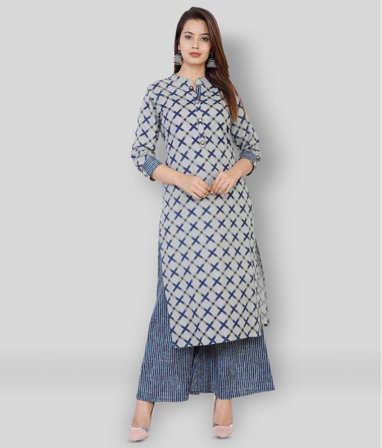 JC4U - Blue Straight Cotton Women's Stitched Salwar Suit ( Pack of 1 ) - M