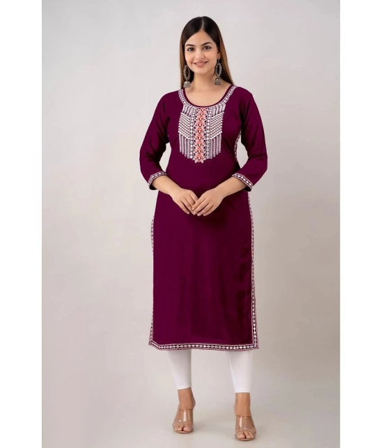 Kapadia - Wine Rayon Womens Straight Kurti ( Pack of 1 ) - None