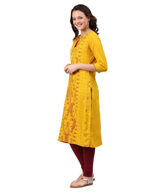 Alena Yellow Rayon Straight Kurti - M