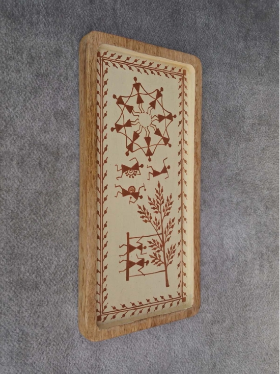 Warli Tray Cream Playground Motif