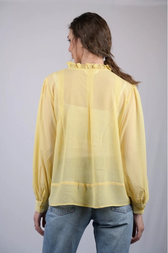 Yellow High Neck Full Sleeve  Regular Top (OTL-TPS1022)-Yellow / XS