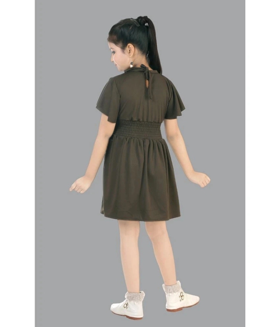 Coxxup Olive Crepe Girls Fit And Flare Dress ( Pack of 1 ) - None