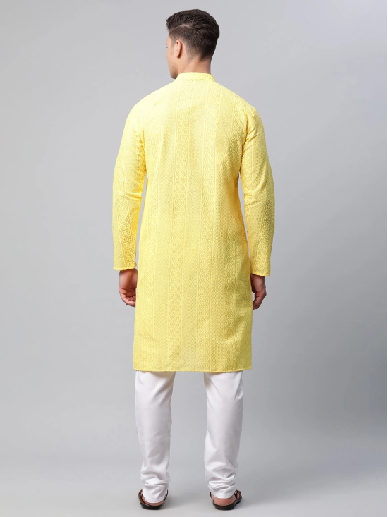 Jompers Mens Embroiderd Kurta Pajama-XXL / Yellow