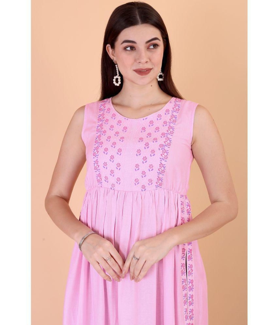 Glomee - Pink Viscose Women's Nayra Kurti ( Pack of 1 ) - None