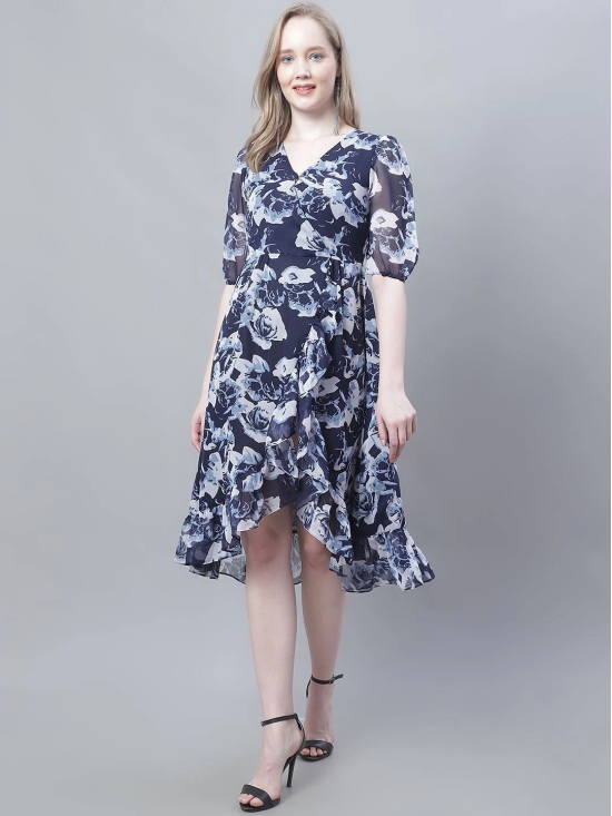 MINI & MING Floral Print Puff Sleeve Georgette Dress