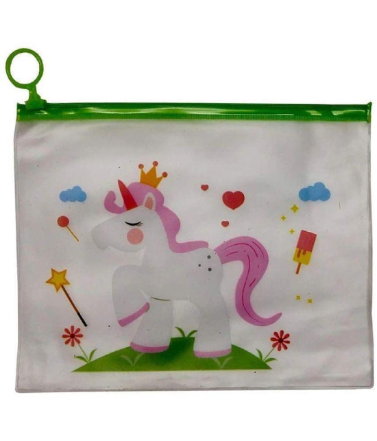 Unicorn Transparent Pouches Pencil Pouch/Case for Kids | Assorted Design -Multi Color, Pack of 5 for Birthday Return Gifts