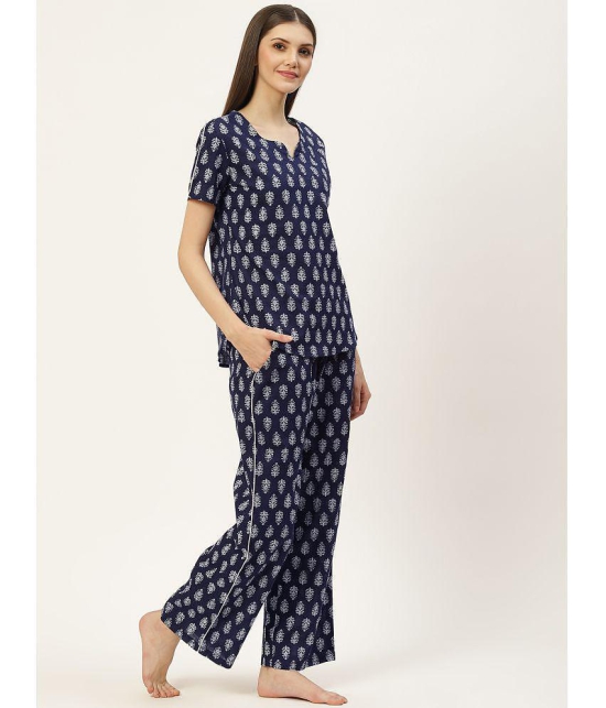 Kbz - Blue Cotton Women's Nightwear Nightsuit Sets ( Pack of 1 ) - None