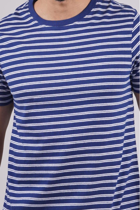 Men's Blue Striped Crew Neck T-Shirt