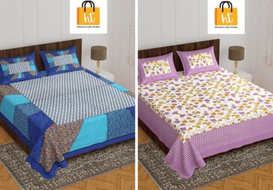 Bedsheet  Adda -100% Pure Cotton Jaipuri Printed Double Bedsheet-