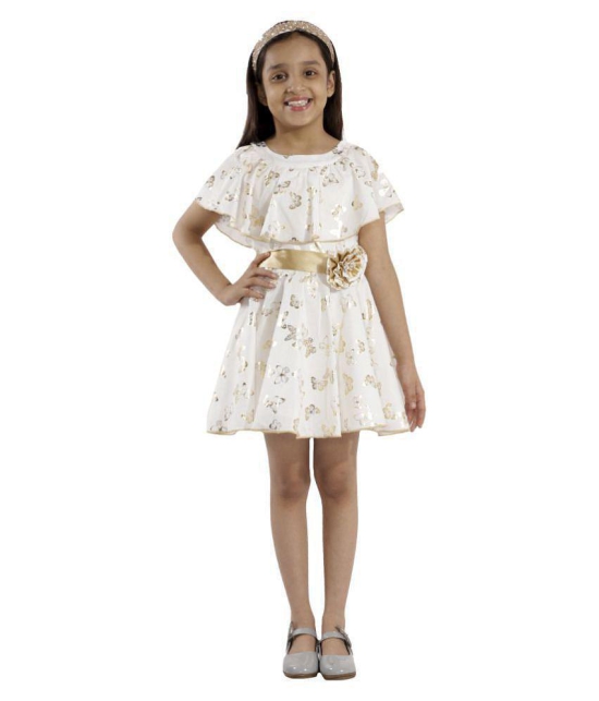 Kids Cave - White Cotton Girl's A-line Dress ( Pack of 1 ) - None