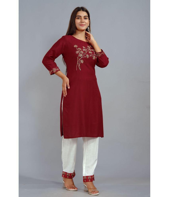 SIPET - Maroon Straight Rayon Women''s Stitched Salwar Suit ( Pack of 1 ) - None