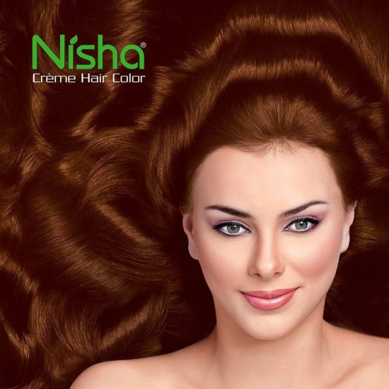 Nisha Creme Hair Color Natural Brown 40g Pack of 6, Permanent Hair Color for Women Men, No Ammonia, 100% Grey Coverage