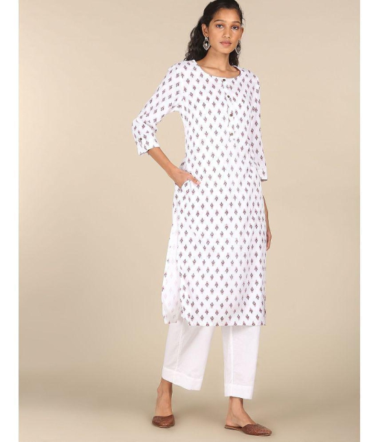 Karigari - White Rayon Women's Straight Kurti ( Pack of 1 ) - None