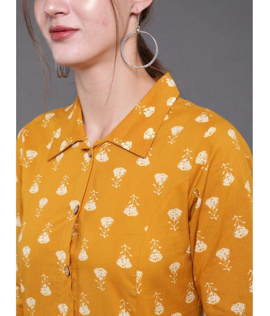 Antaran Cotton Printed Midi Women''s Shirt Dress - Yellow ( Pack of 1 ) - None