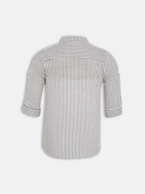 Oxolloxo Boys Grey and Black Striped Casual Shirt