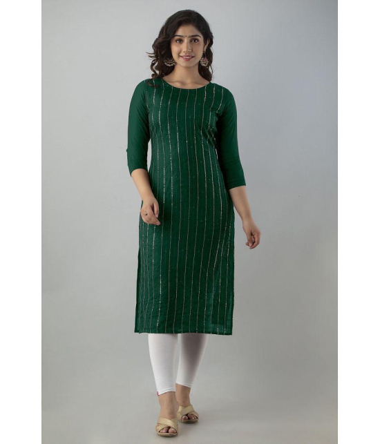 JASH CREATION - Green Rayon Women's Straight Kurti ( Pack of 1 ) - None