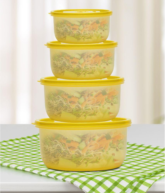 HOMETALES Polyproplene Yellow Food Container ( Set of 4 ) - Yellow