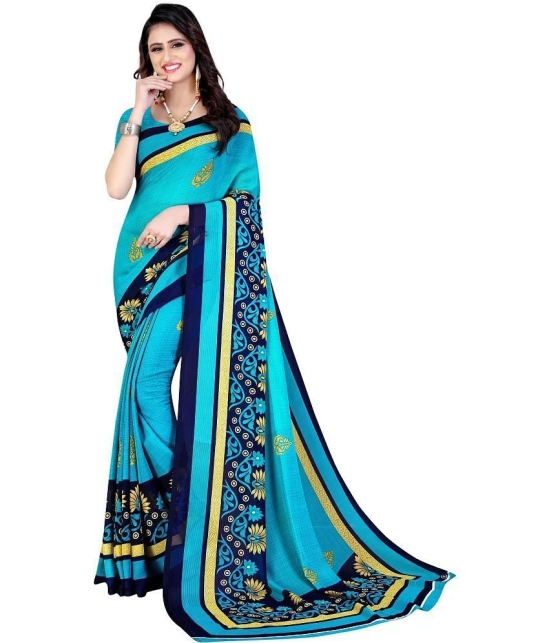 LEELAVATI - Light Blue Georgette Saree With Blouse Piece ( Pack of 1 ) - Light Blue