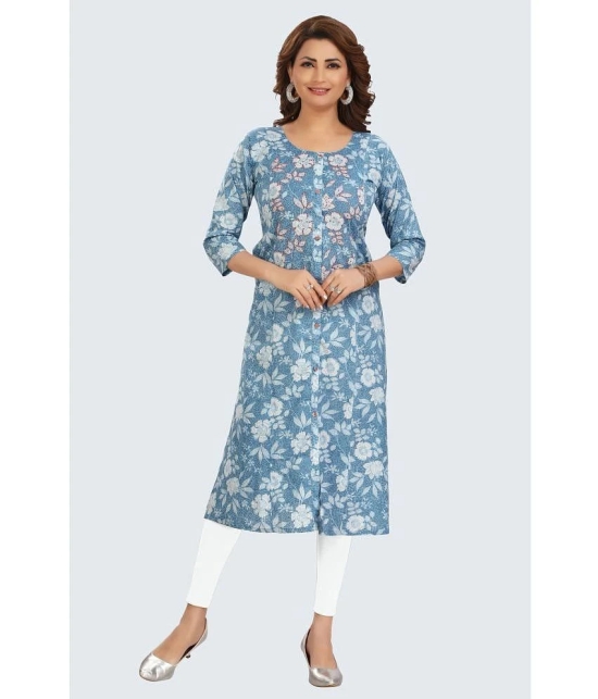 Meher Impex Cotton Printed Straight Womens Kurti - Light Blue ( Pack of 1 ) - None