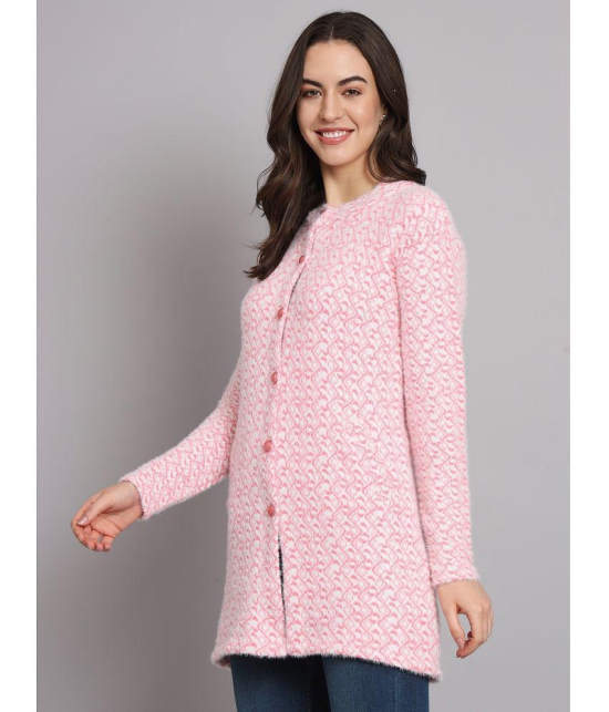 eWools.in Woollen Round Neck Women''s Buttoned Cardigans - Pink ( ) - None