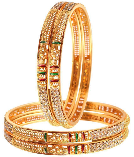 Jewar Mandi - Gold Bangle Set ( Pack of 1 ) - None