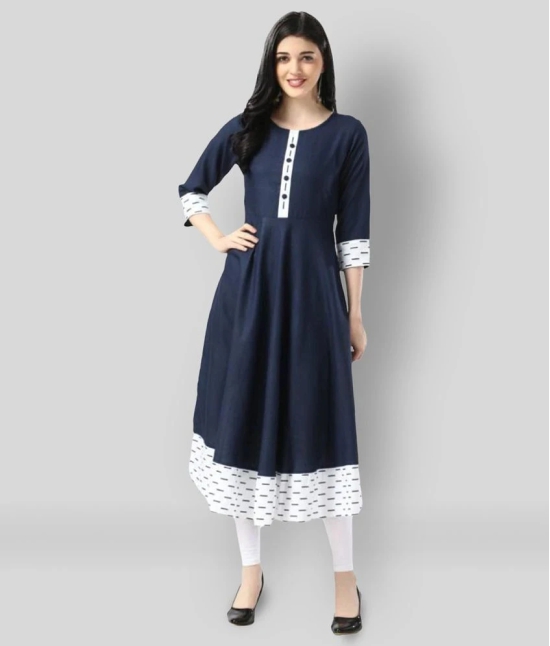 Estela - Blue Cotton Womens Flared Kurti ( Pack of 1 ) - 5XL