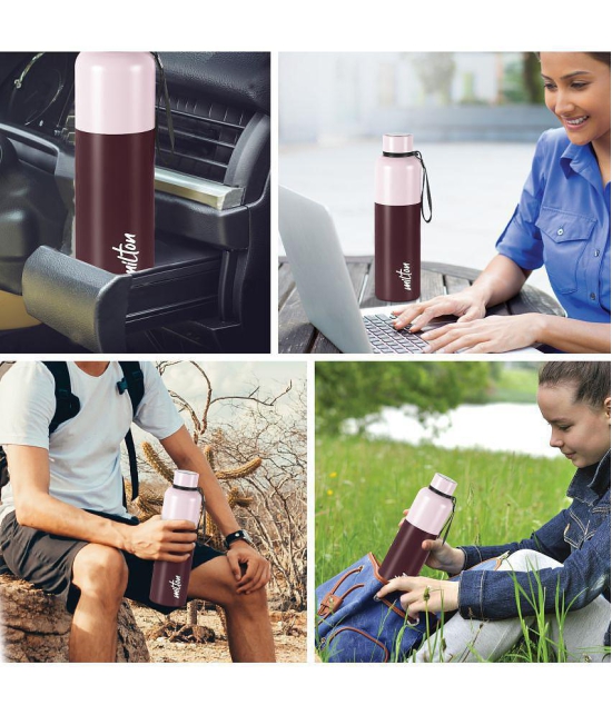 Milton Ancy 1000 Thermosteel Water Bottle, 1.05 Litre, Brown | 24 Hours Hot and Cold | Easy to Carry | Rust Proof | Tea | Coffee | Office| Gym | Home | Kitchen | Hiking | Trekking | Travel -