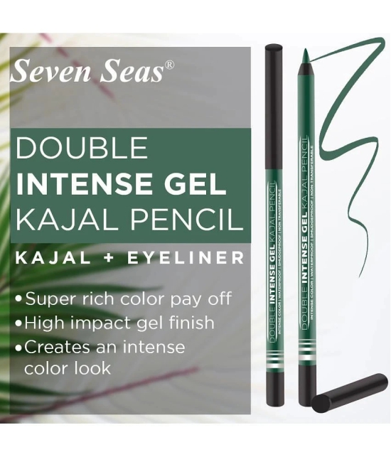 Seven Seas Double Intense Color | Waterproof | Smudgeproof | Non Transferable Gel Kajal (Green 1.5g)