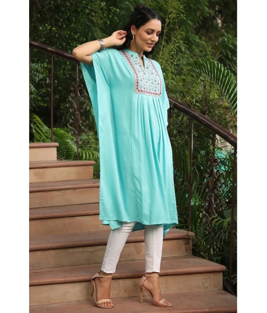 Juniper - Light Blue Rayon Flex Womens Kaftan Kurti ( Pack of 1 ) - None