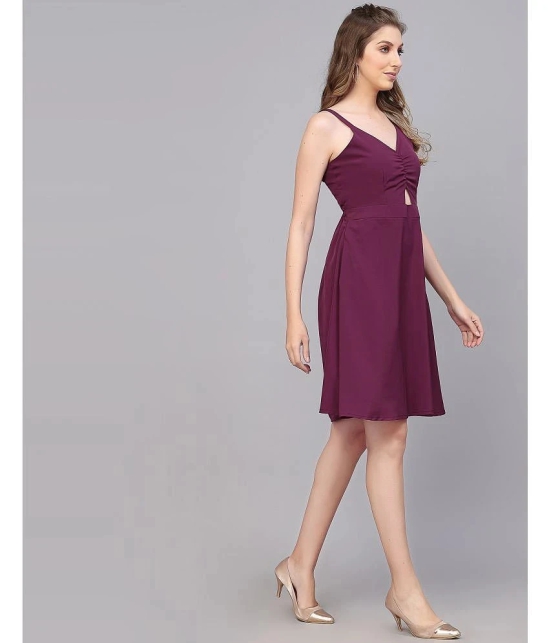 Selvia Crepe Solid Midi Womens Cut Out Dress - Wine ( Pack of 1 ) - None