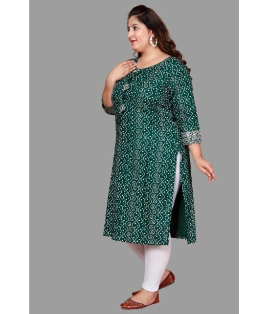 miravan Rayon Printed Straight Womens Kurti - Green ( Pack of 1 ) - None