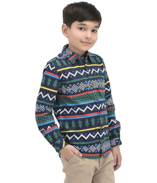 JusCubs Boys Loop Knitted Toddlers All Over Print Shirt - Navy Blue (Pack of 1) - None