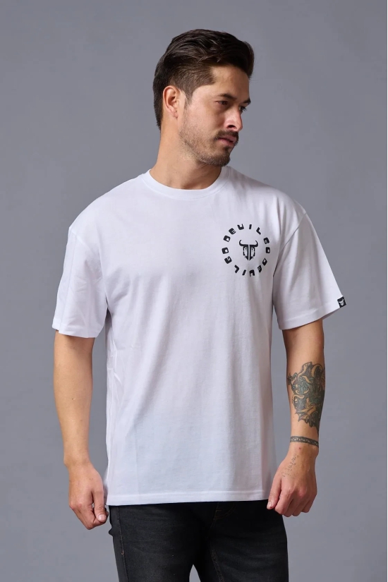 Go Devil (in Black) Printed White Oversized T-Shirt for Men M