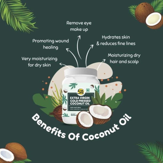 5:15PM Virgin Coconut Oil Cold Pressed – for Hair, Baby, Skin & Cooking ?Raw & Unrefined – 500ml
