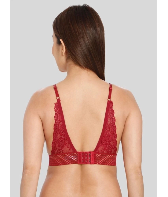 ILRASO - Maroon Lace Removable Padding Womens Bralette Bra ( Pack of 1 ) - None