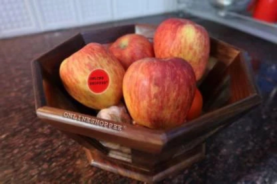 Rose Wood Tableware Wood Fruit & Vegetable Basket  (Brown)-Brown