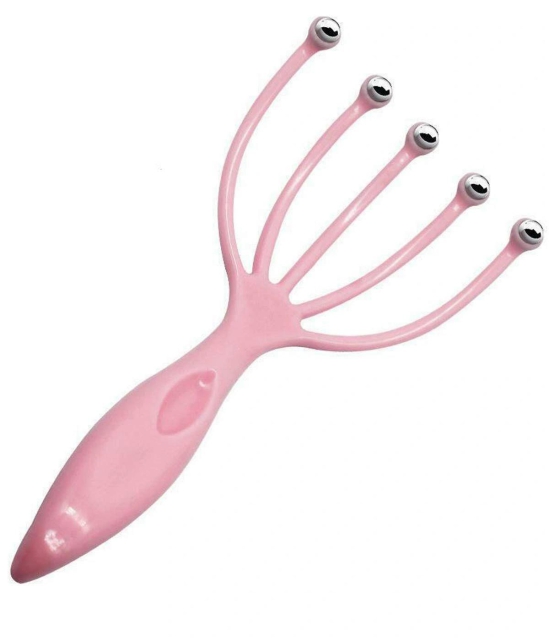 Scalp Massager Tool Protable Handheld Five Fingers Claw Steel Ball Relaxation Head Massager For Home Office Travel (Pink)  by Ruhi Fashion India