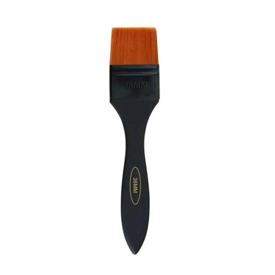 Canvazo Flat Brush Synthetic Hair Brush Short Handled Wash Brush with Treated Plastic Handle-38mm