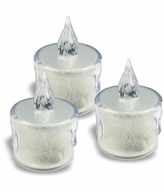 TINUMS - Off White LED Tea Light Candle 6 cm ( Pack of 3 )