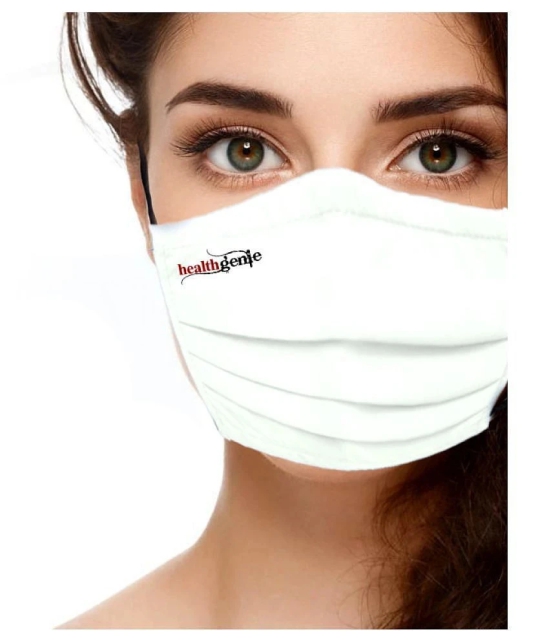 Healthgenie 201 Washable & Reusable Face Mask, Double Layer (Pack of 1) White Colour