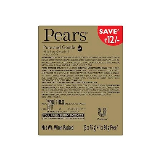 Pears Pure & Gentle Soap 75 Gms Buy 3 Get 1