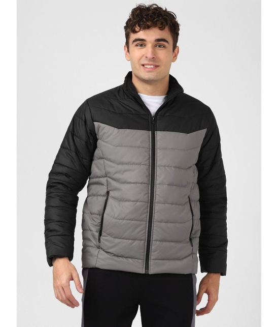 UrbanMark Men Regular Fit Men Black & Grey Quilted Jacket - None