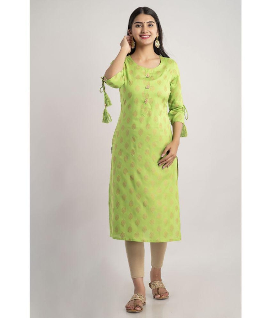 MAUKA - Green Rayon Womens Straight Kurti ( Pack of 1 ) - None