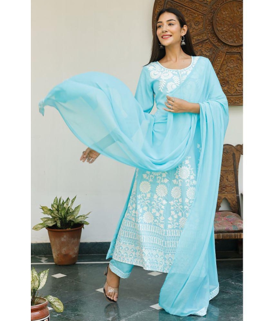 AMIRA'S INDIAN ETHNICWEAR - Blue Rayon Women's Stitched Salwar Suit ( ) - 3XL